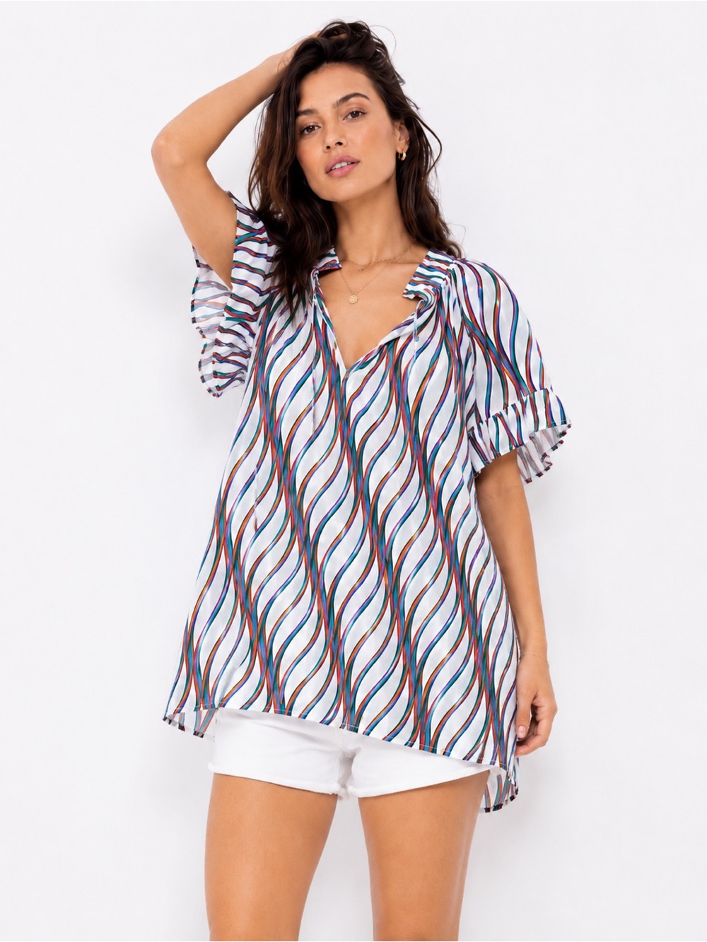 🌺 Paolita London 100% Cotton Stripe Ruffle Sleeve Top | Resort Luxury
